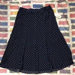 Navy blue polka dot midi skirt